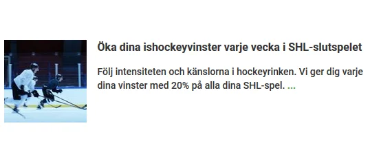 Unibet öka ishockeyvinster varje vecka SHL-slutspel