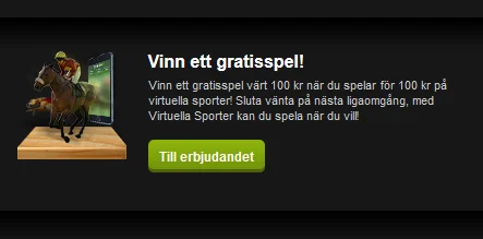 ComeOn Vinn gratisspel 100 kr på virtuella sporter