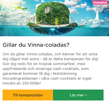 MrGreen Nätcasino GIllar du Vinna-coladas? Cash-cocktails med 250 000 kr!