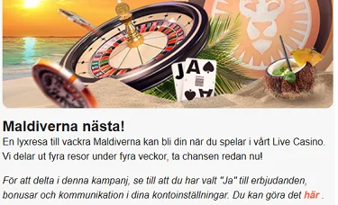 Nätcasino LeoVegas - vinn en resa till Maldiverna varje vecka!