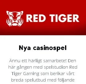 Spela 5 nya casinospel från spelutvecklare Red Tiger på Betser!