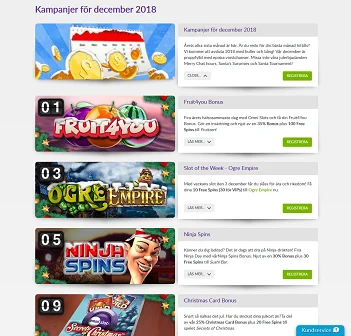 Nätcasino Omni Slots - Kampanjer för december 2018 - Julkalender!