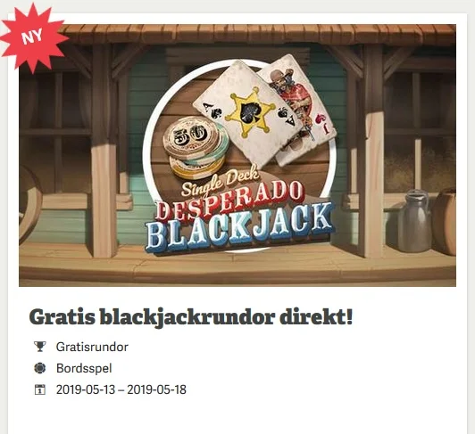 Hämta 50 gratisrundor i Desperado Blackjack-erbjudande på Paf!