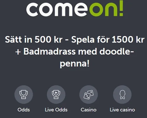 Öppna konto på ComeOn och få bonuspengar och badmadrass med doodle-penna!