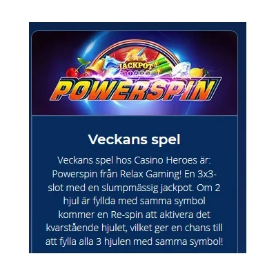 Veckans spel på Casino Heroes