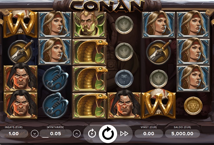 Spela nya slotsspelet Conan nu hos online casino Storspelare!