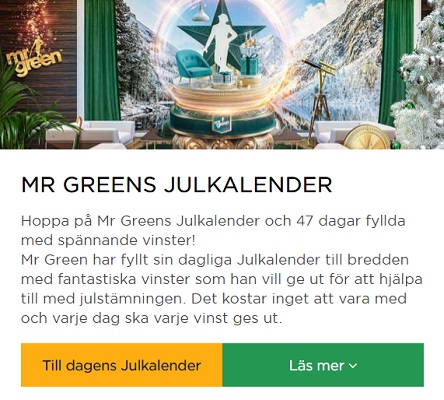 Mr Green och deras Julkalender 2019!