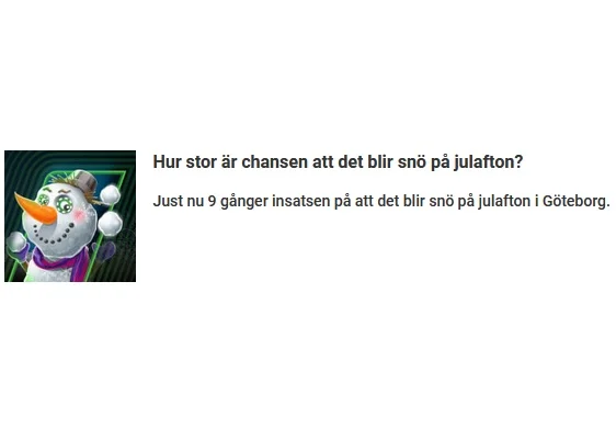 Snö på Julafton - vad tror du? Unibet Casino